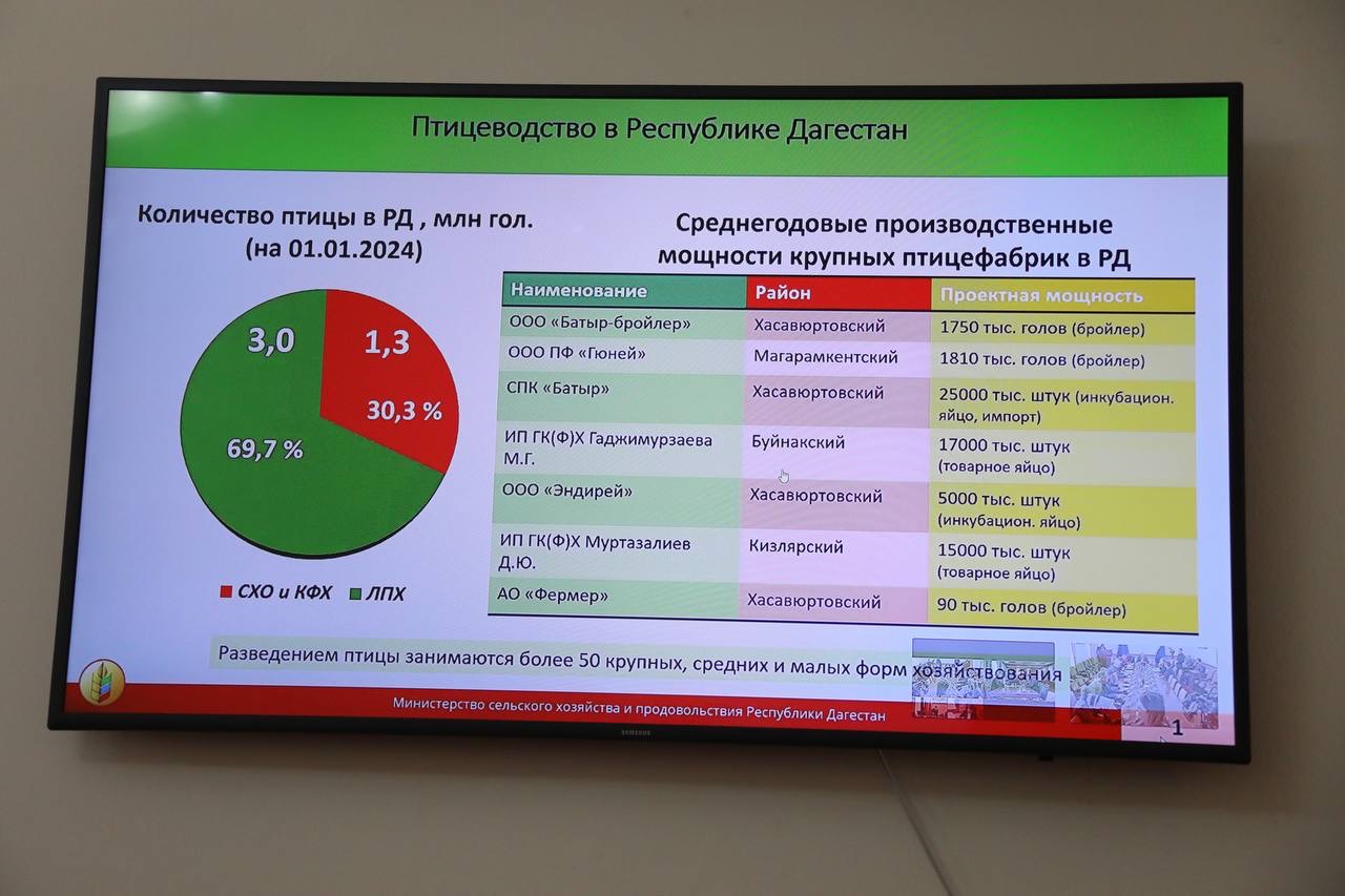 Абдулмуслим Абдулмуслимов поручил проработать вопрос внедрения механизмов льготного кредитования для птицеводческих хозяйств