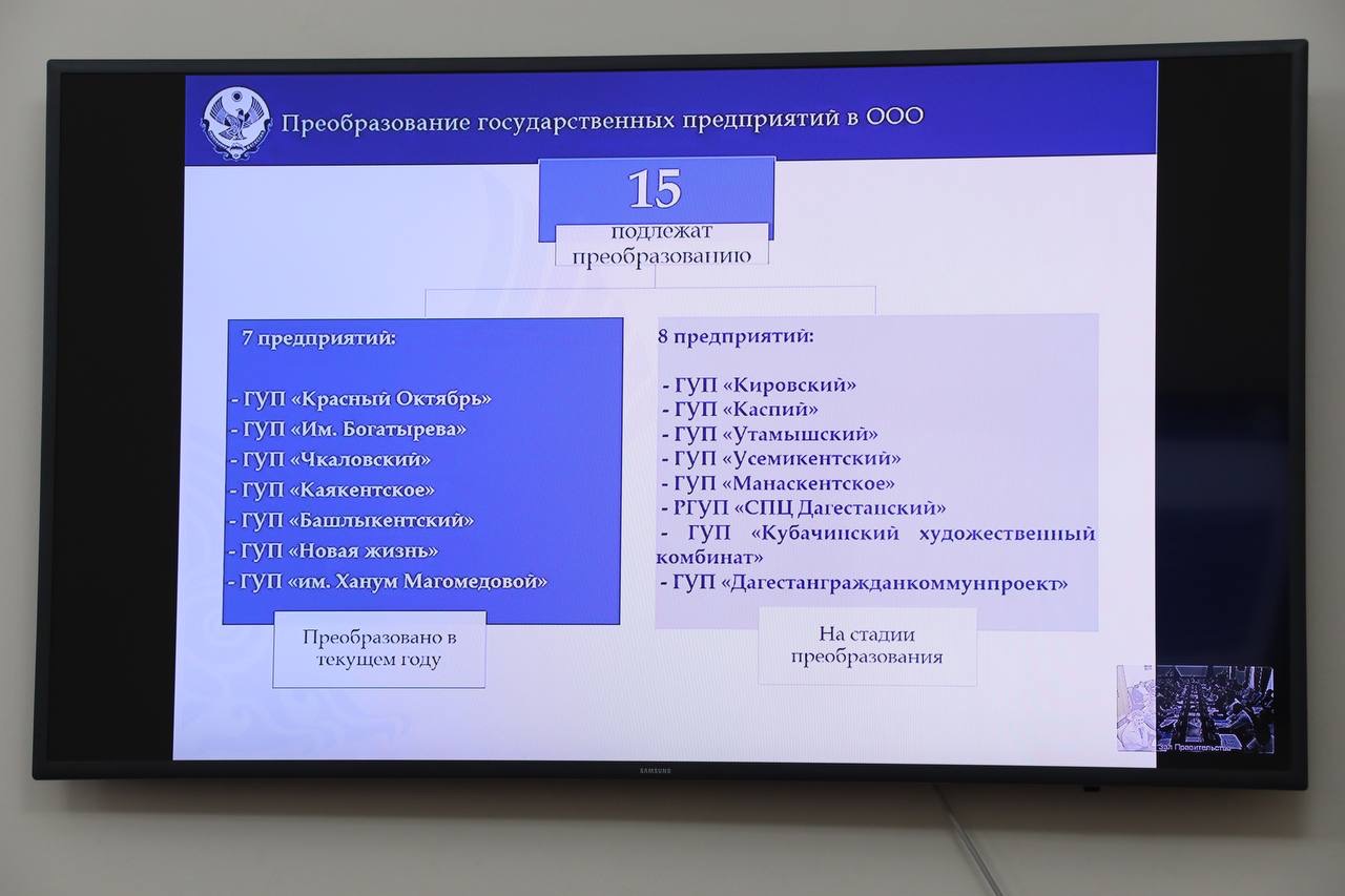 Убыточные ГУПы и МУПы в Дагестане будут ликвидированы или реорганизованы до 30 сентября